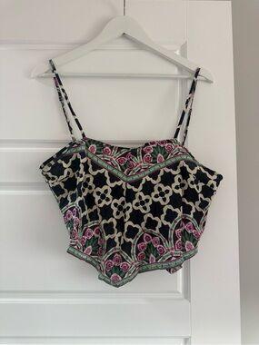 🩷3 for $20🩷 Floral Patterned Spaghetti Strap Crop Top - Black & Pink